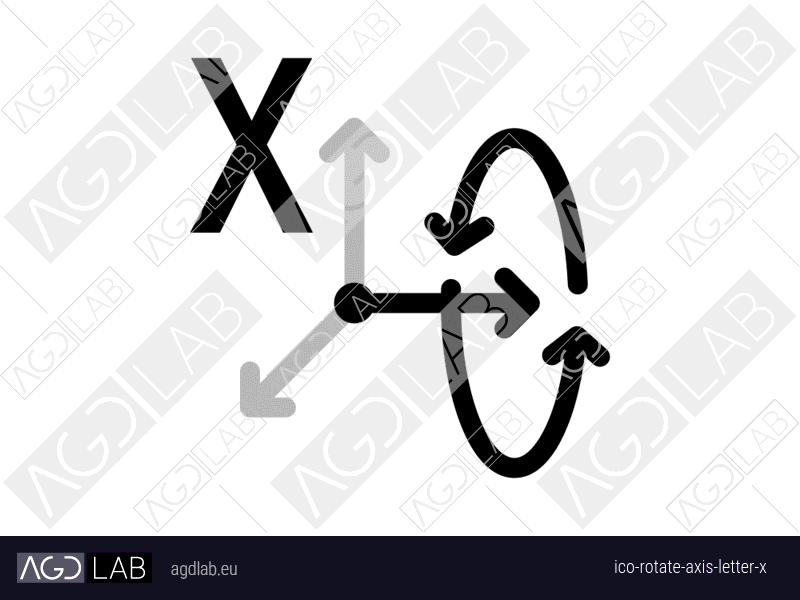 Rotate axis letter X icon