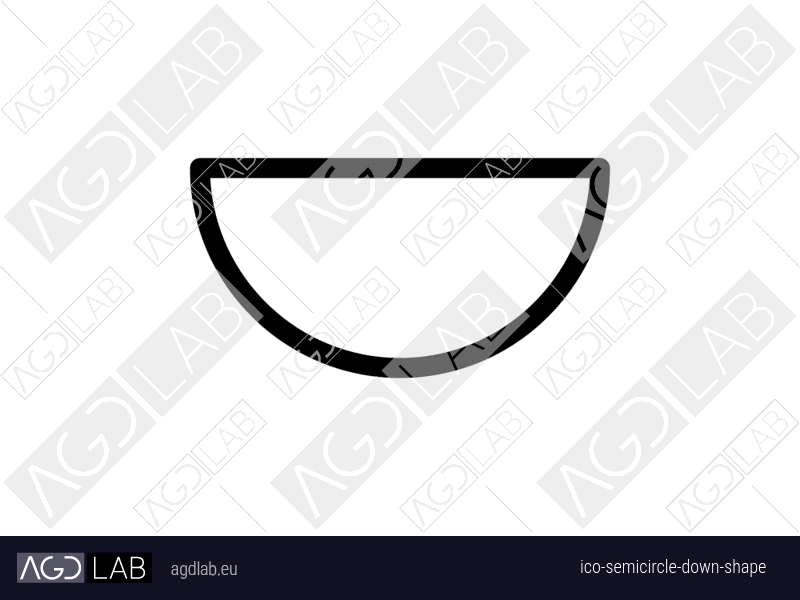 Semicircle down shape icon