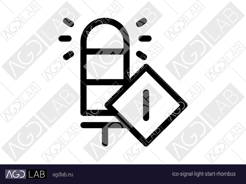 Signal light start rhombus icon