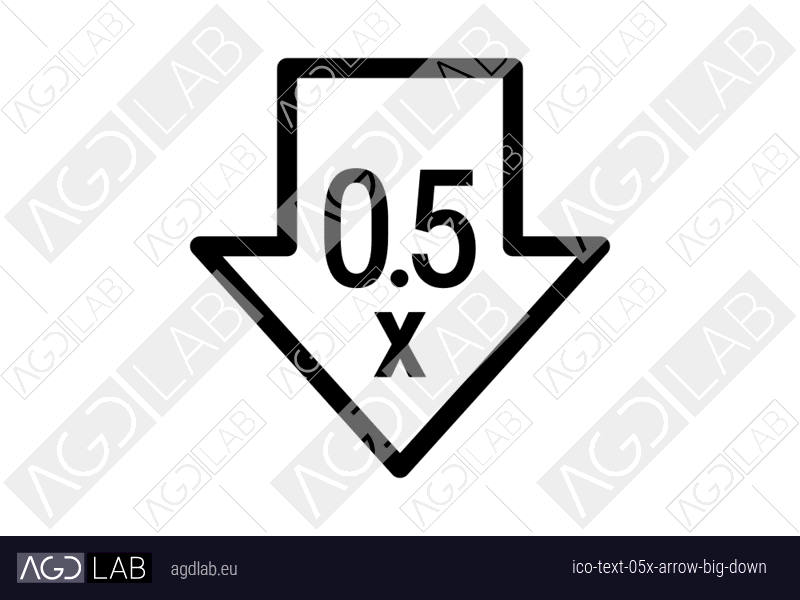 Text 0.5x arrow big down icon