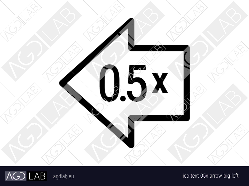 Text 0.5x arrow big left icon