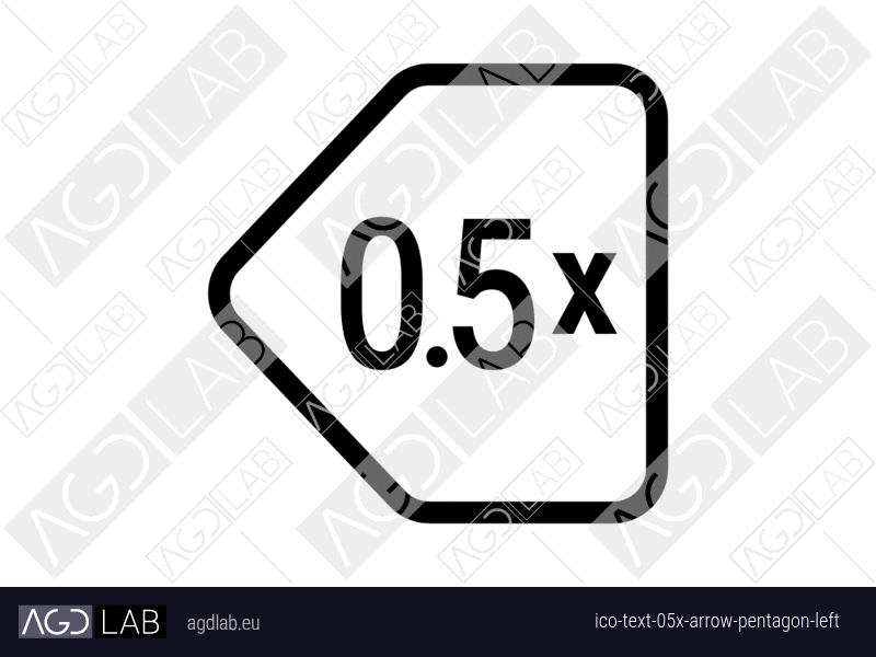 Text 0.5x arrow pentagon left icon