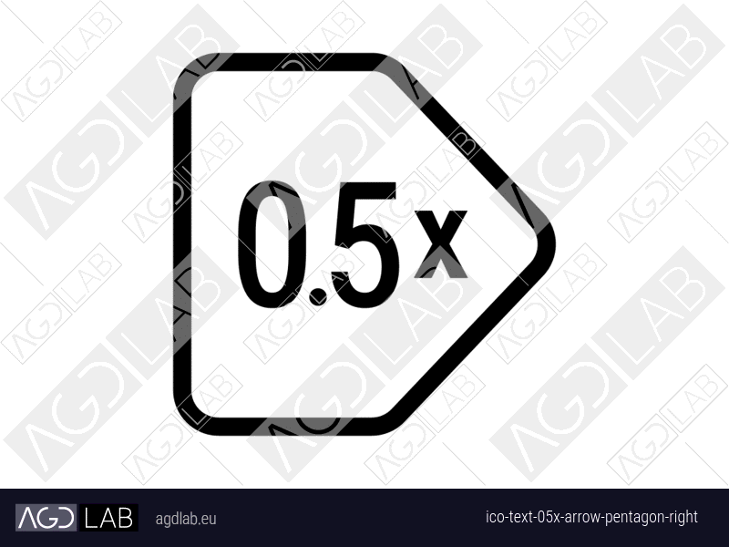 Text 0.5x arrow pentagon right icon