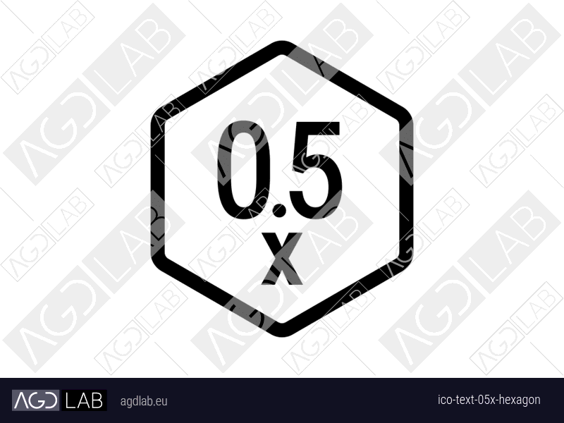 Text 0.5x hexagon icon