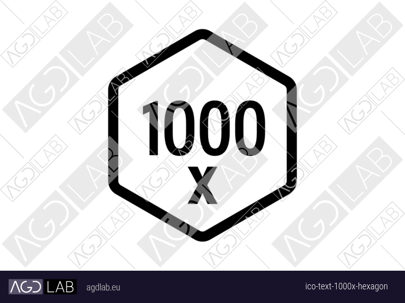 Text 1000x hexagon icon