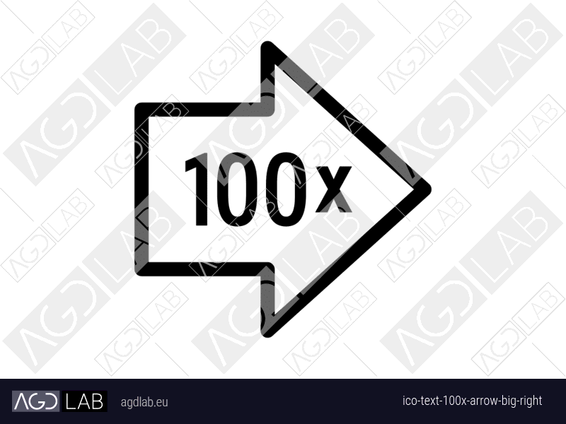 Text 100x arrow big right icon