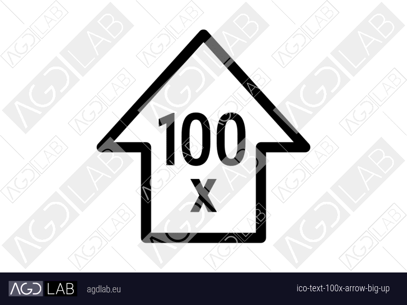 Text 100x arrow big up icon