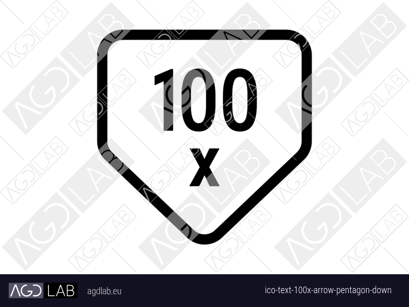 Text 100x arrow pentagon down icon