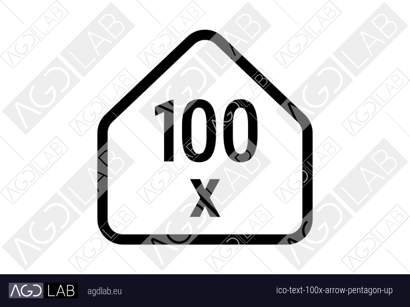 Text 100x arrow pentagon up icon