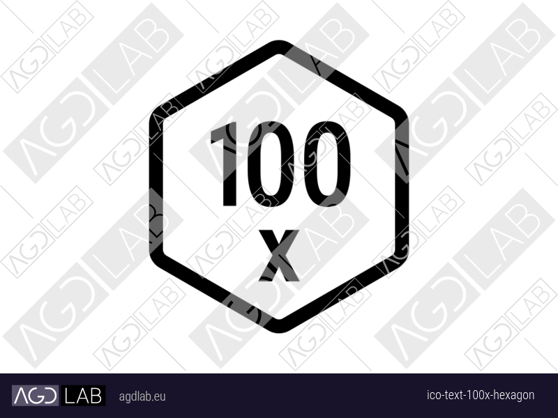 Text 100x hexagon icon