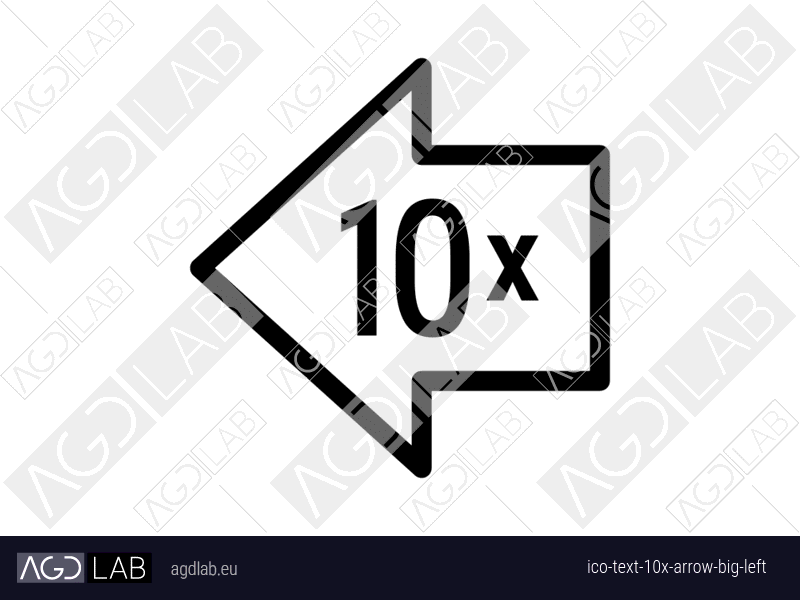 Text 10x arrow big left icon