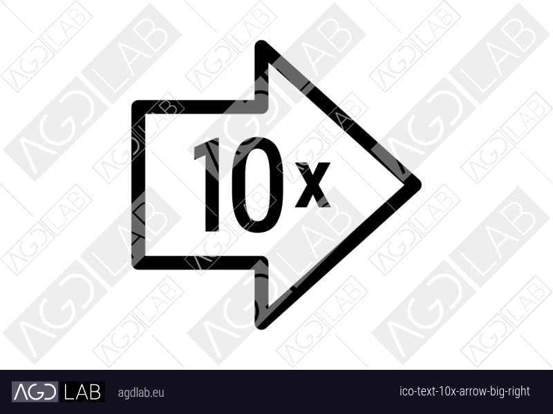 Text 10x arrow big right icon