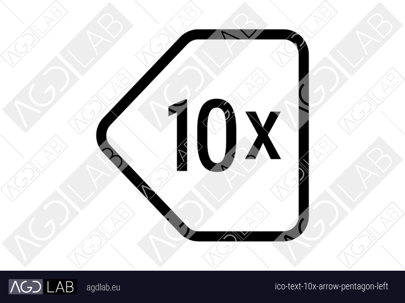 Text 10x arrow pentagon left icon