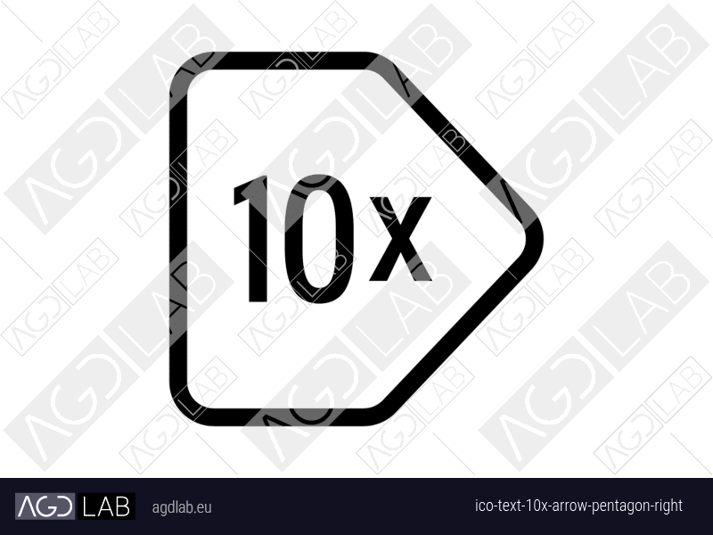 Text 10x arrow pentagon right icon
