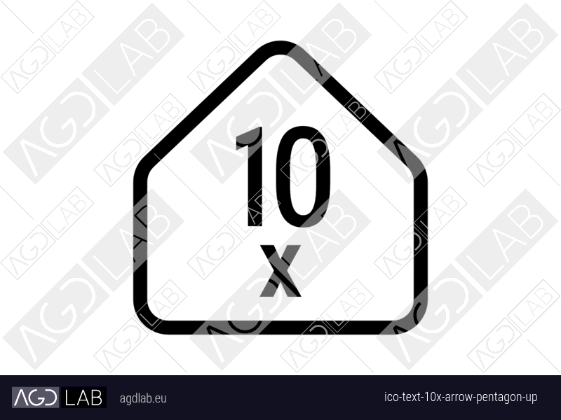 Text 10x arrow pentagon up icon