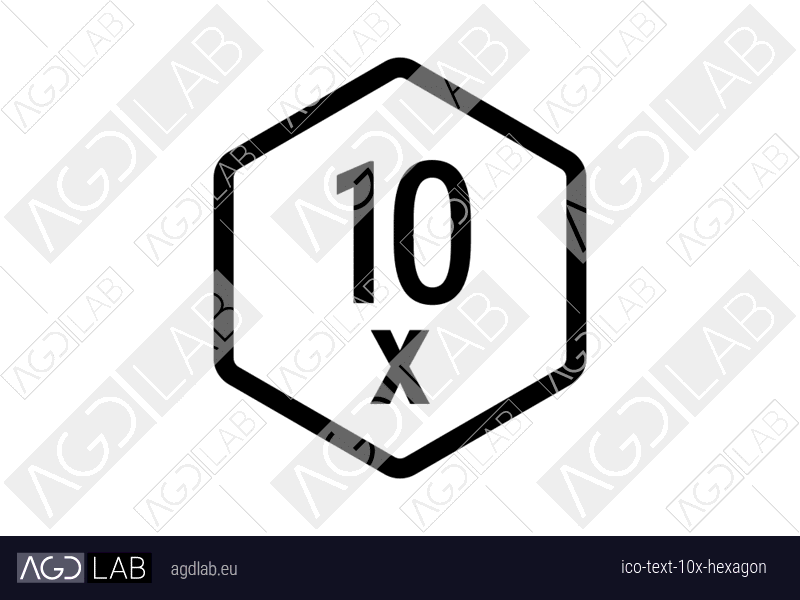 Text 10x hexagon icon