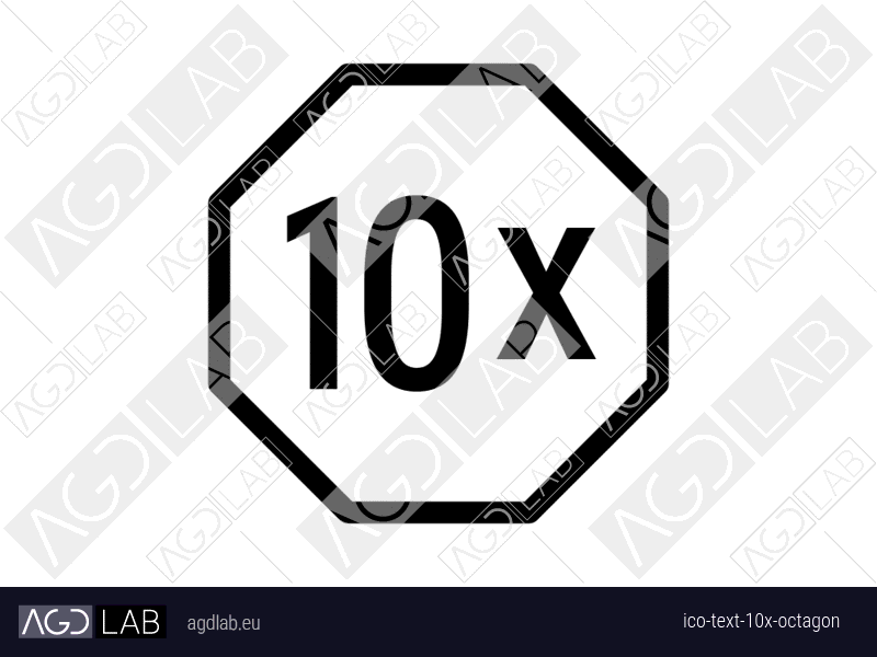 Text 10x octagon icon
