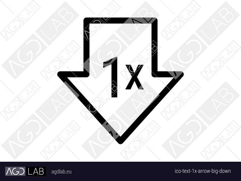 Text 1x arrow big down icon