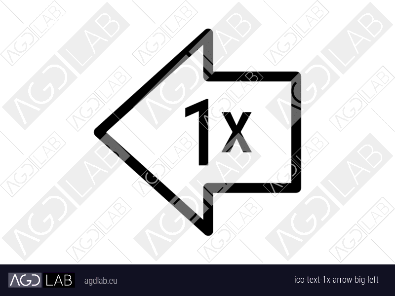 Text 1x arrow big left icon