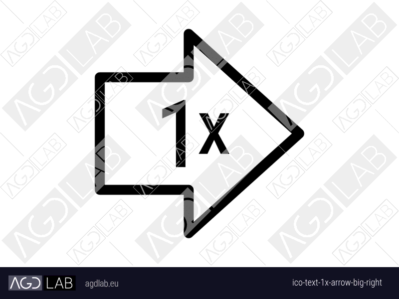 Text 1x arrow big right icon