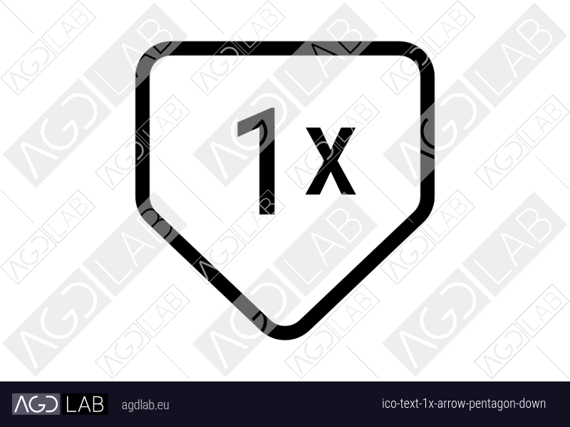 Text 1x arrow pentagon down icon