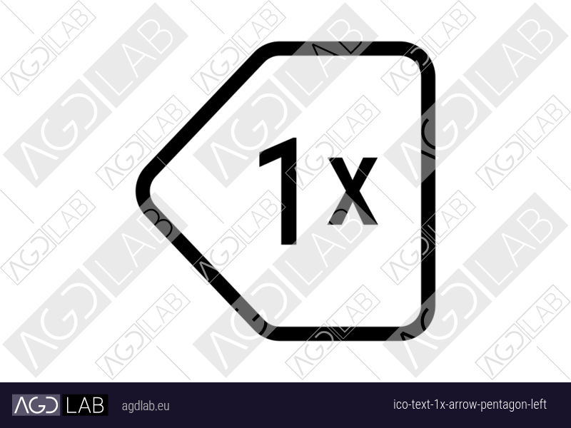 Text 1x arrow pentagon left icon