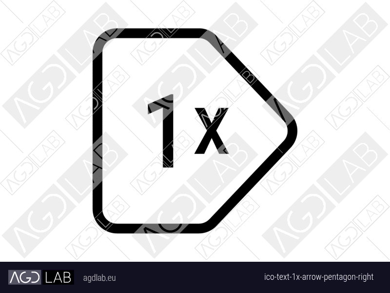Text 1x arrow pentagon right icon