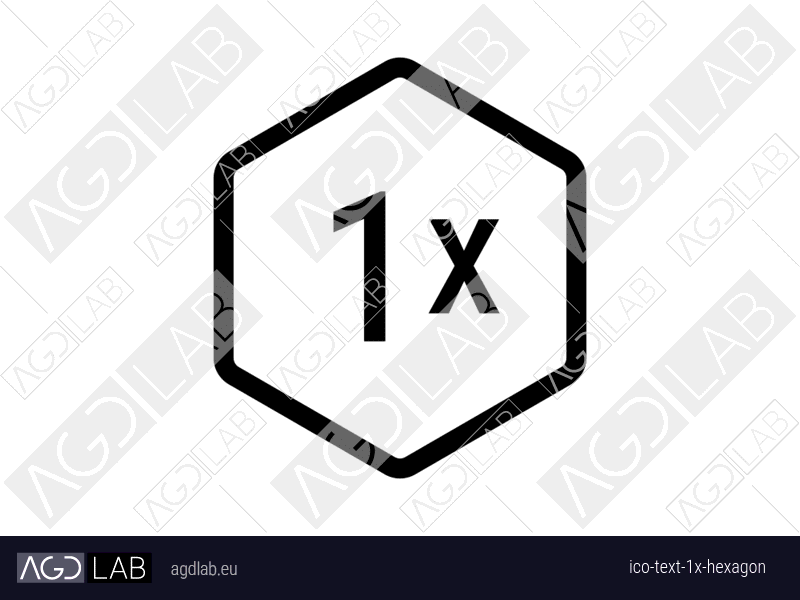 Text 1x hexagon icon
