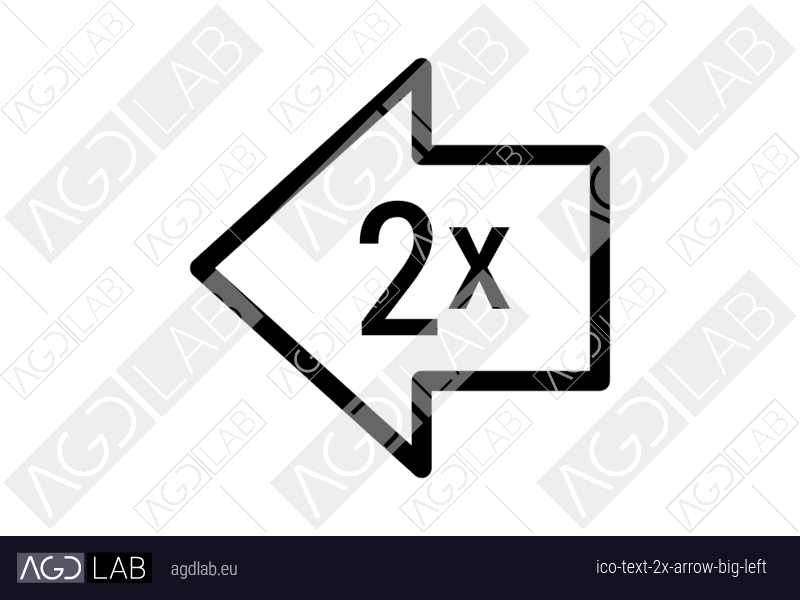 Text 2x arrow big left icon