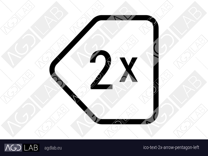 Text 2x arrow pentagon left icon
