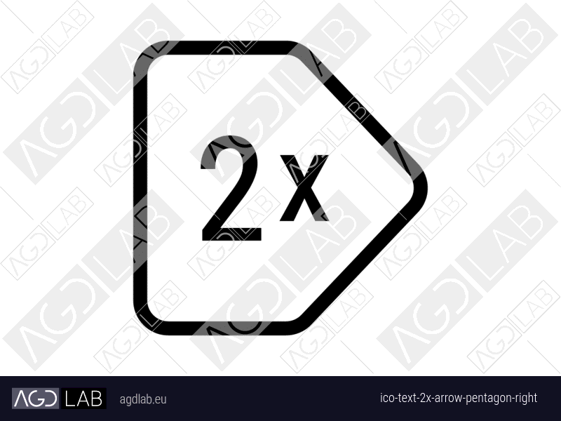 Text 2x arrow pentagon right icon