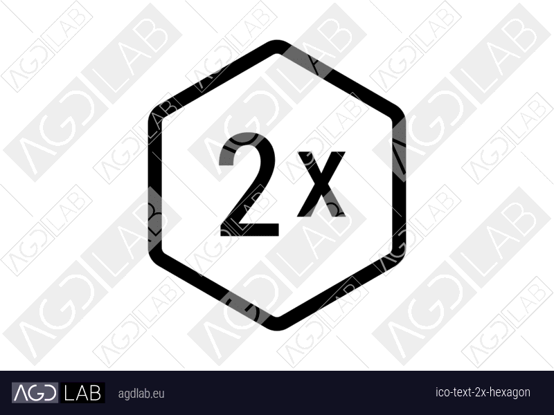 Text 2x hexagon icon