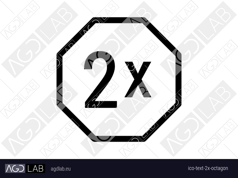 Text 2x octagon icon