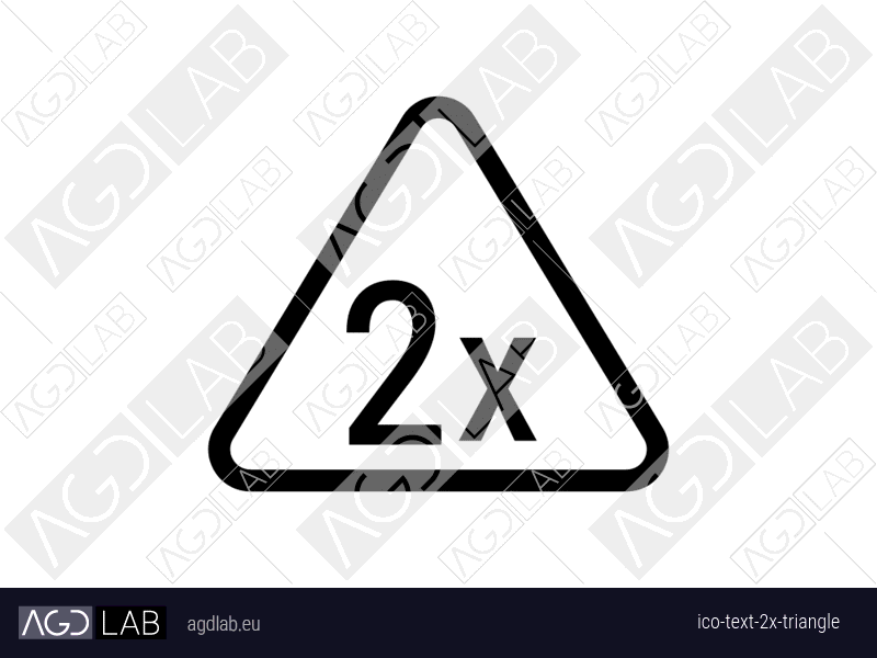 Text 2x triangle icon