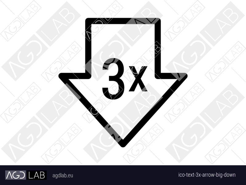 Text 3x arrow big down icon