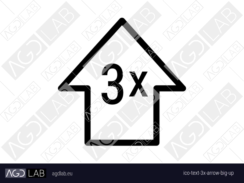 Text 3x arrow big up icon
