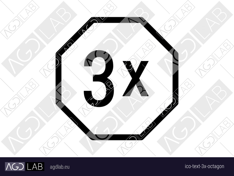 Text 3x octagon icon