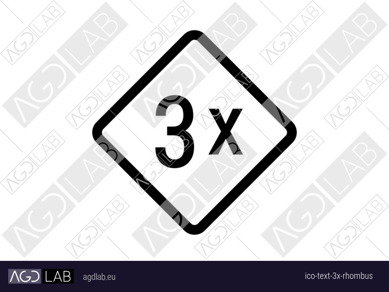Text 3x rhombus icon