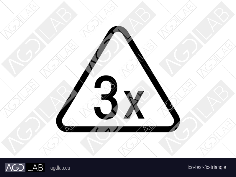 Text 3x triangle icon