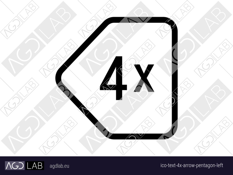 Text 4x arrow pentagon left icon