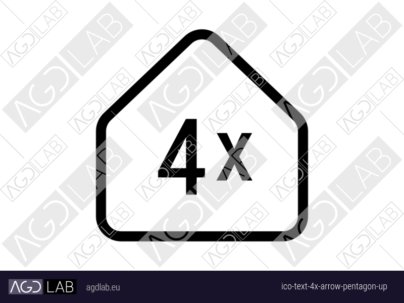 Text 4x arrow pentagon up icon