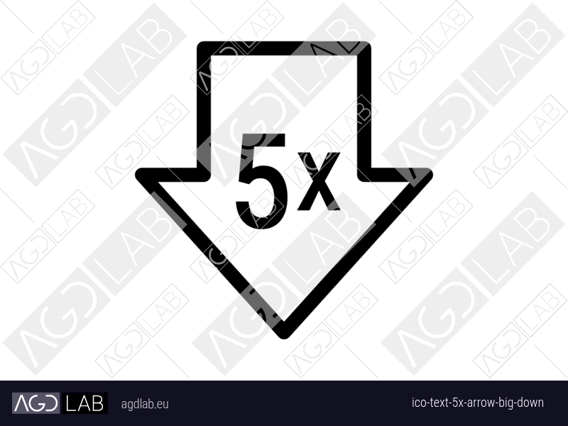 Text 5x arrow big down icon