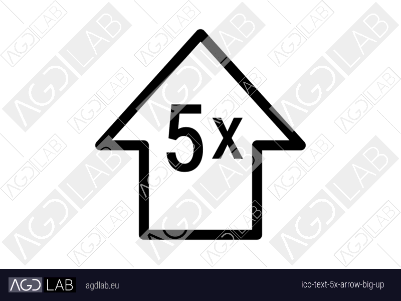 Text 5x arrow big up icon
