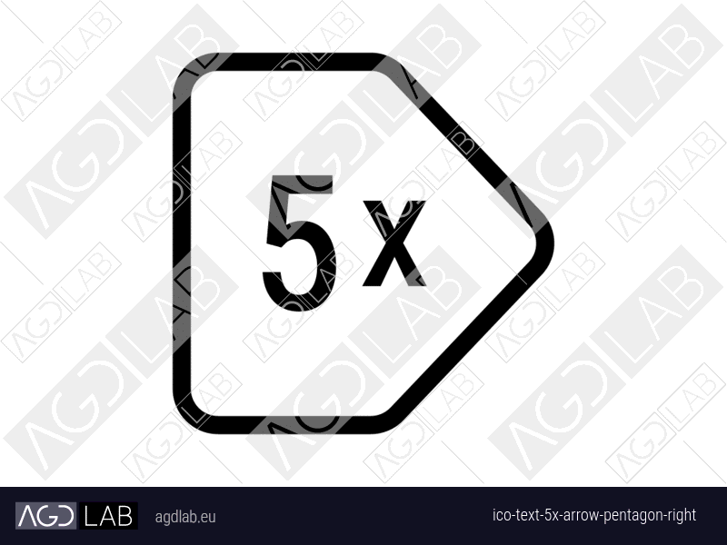 Text 5x arrow pentagon right icon