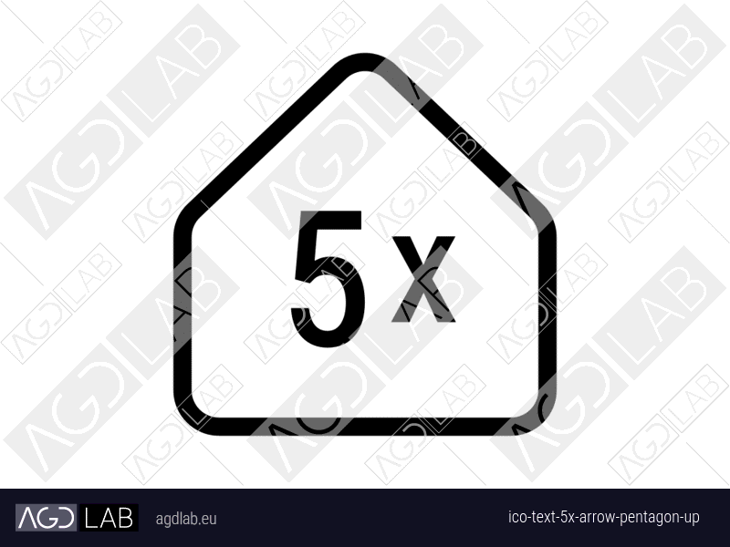 Text 5x arrow pentagon up icon