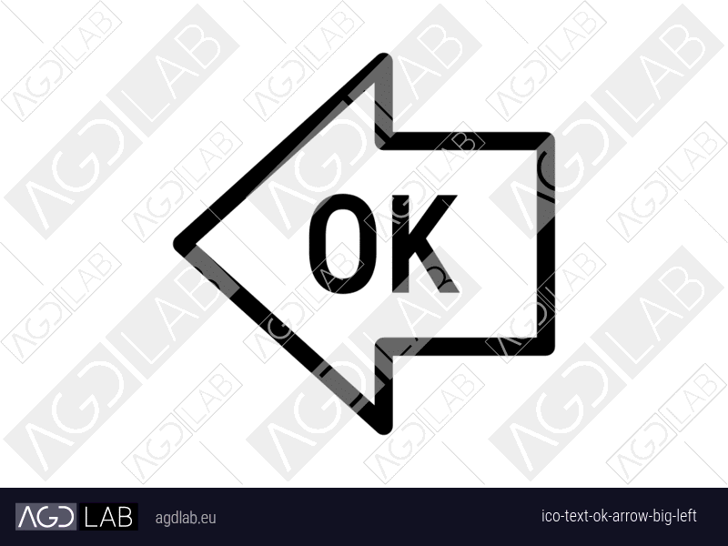 Text OK arrow big left icon