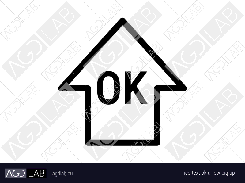 Text OK arrow big up icon