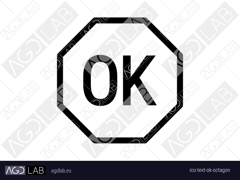 Text OK octagon icon