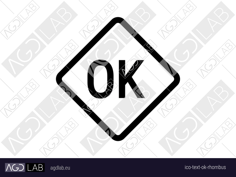 Text OK rhombus icon